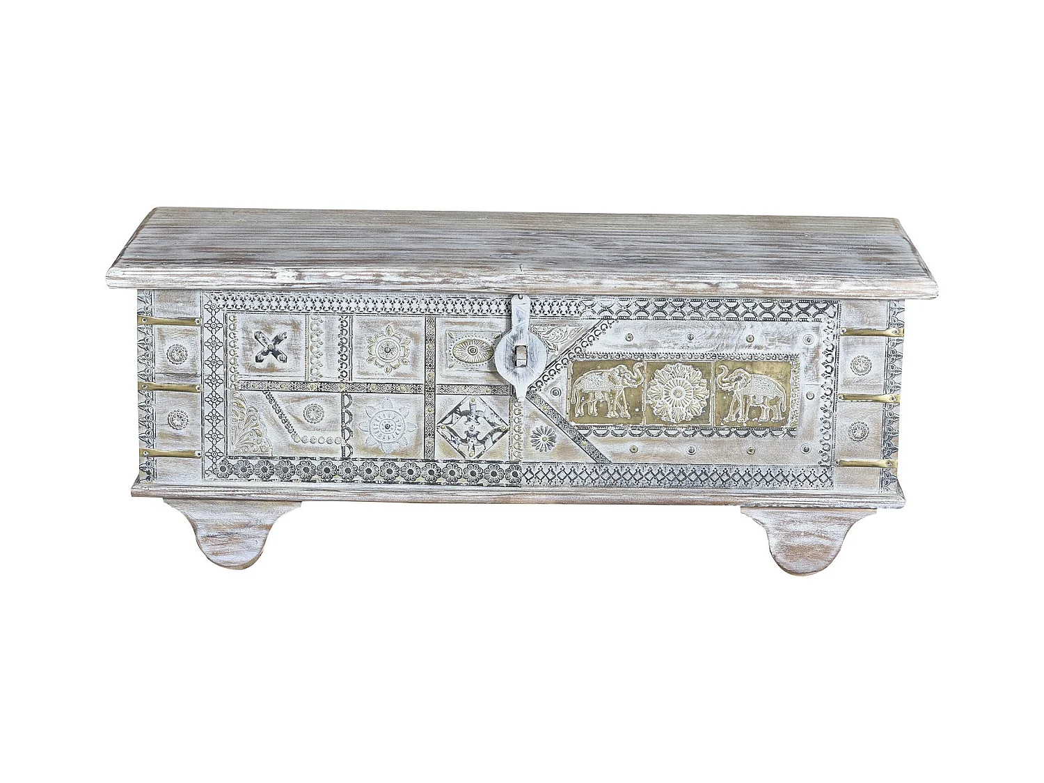 Baúl madera de mango blanco envejecido Blanco.Giner y Colomer 46x40x116