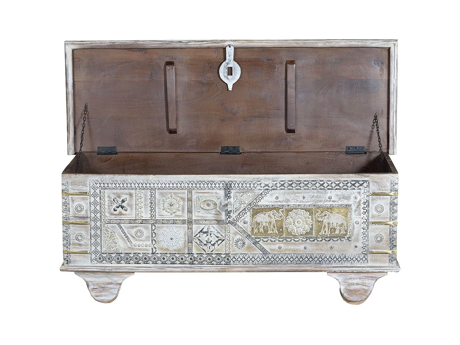 Baúl madera de mango blanco envejecido Blanco.Giner y Colomer 46x40x116