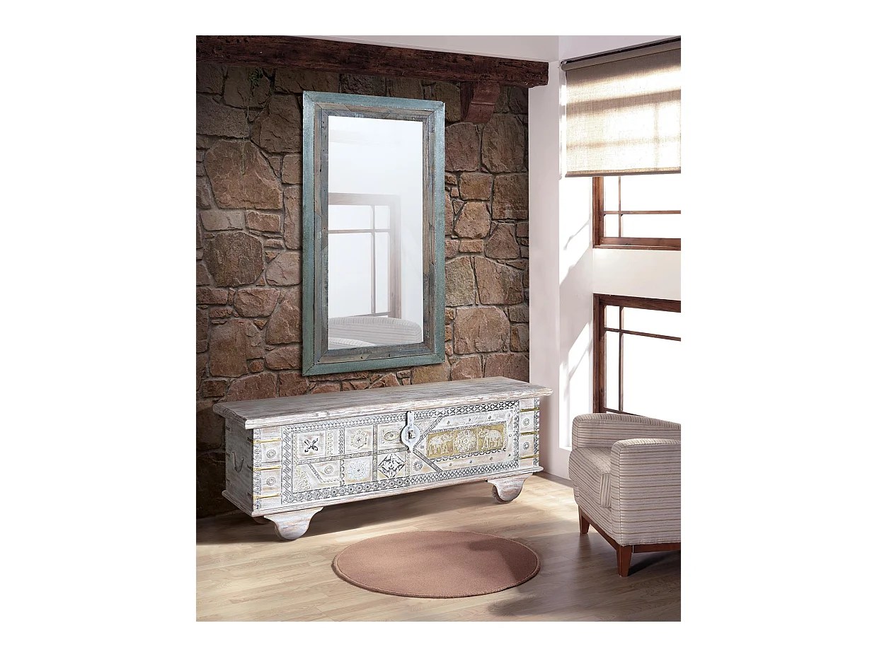 Baúl madera de mango blanco envejecido Blanco.Giner y Colomer 46x40x116