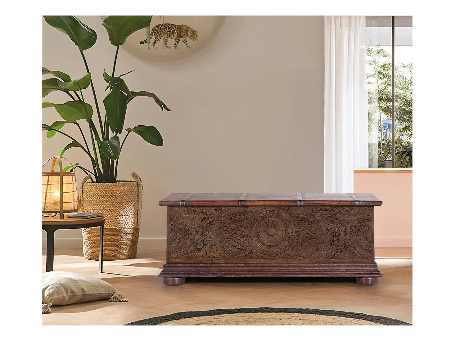 Coffre en manguier bicolore marron