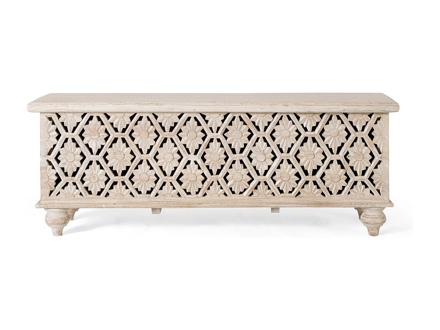 Malle fabriquée artisanalement en bois de manguier avec ouverture