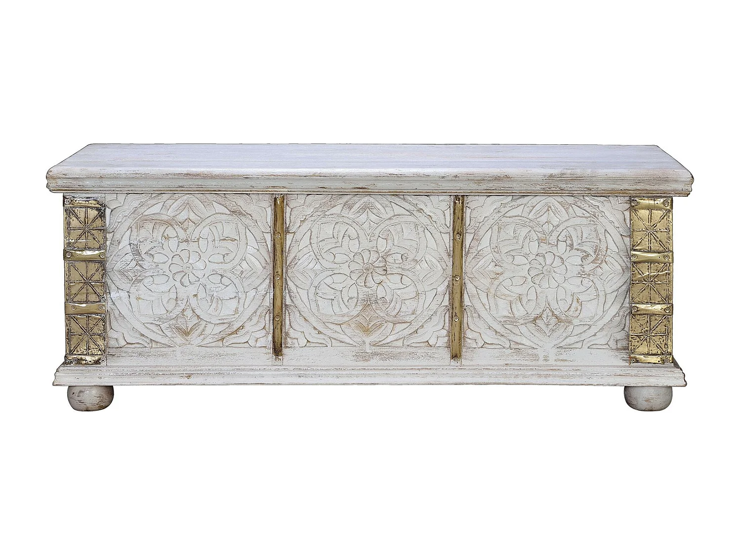 Coffre ancien en bois de manguier blanc