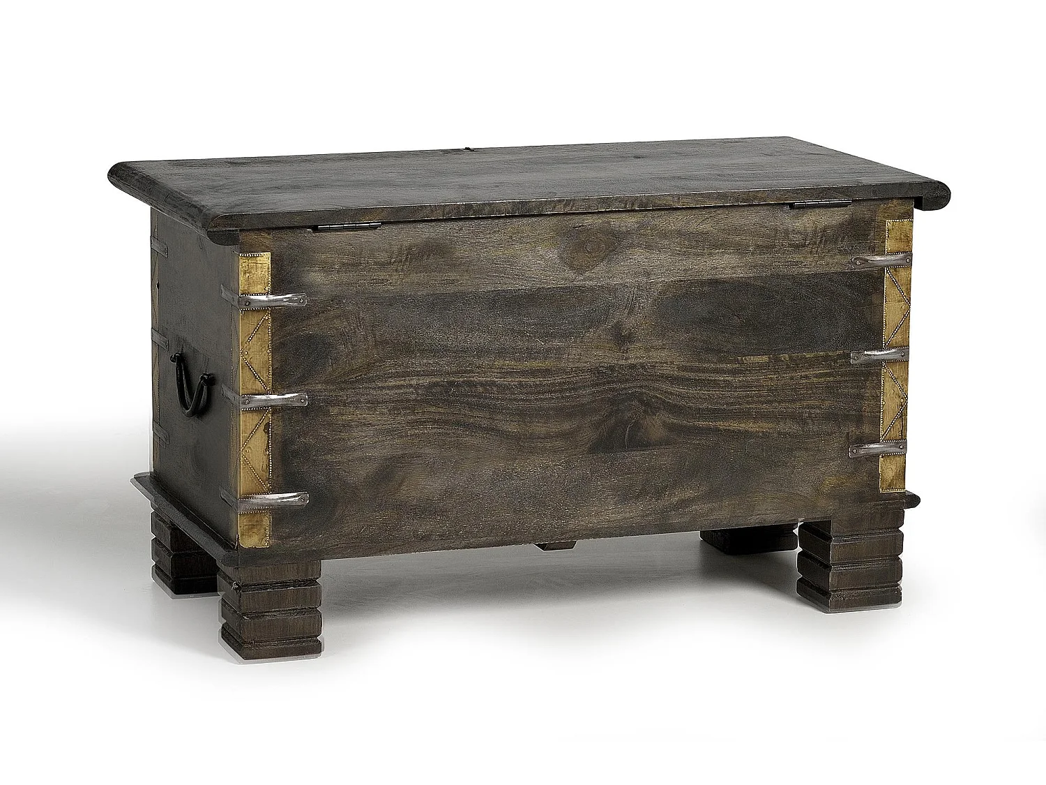 Coffre en bois de manguier marron foncé