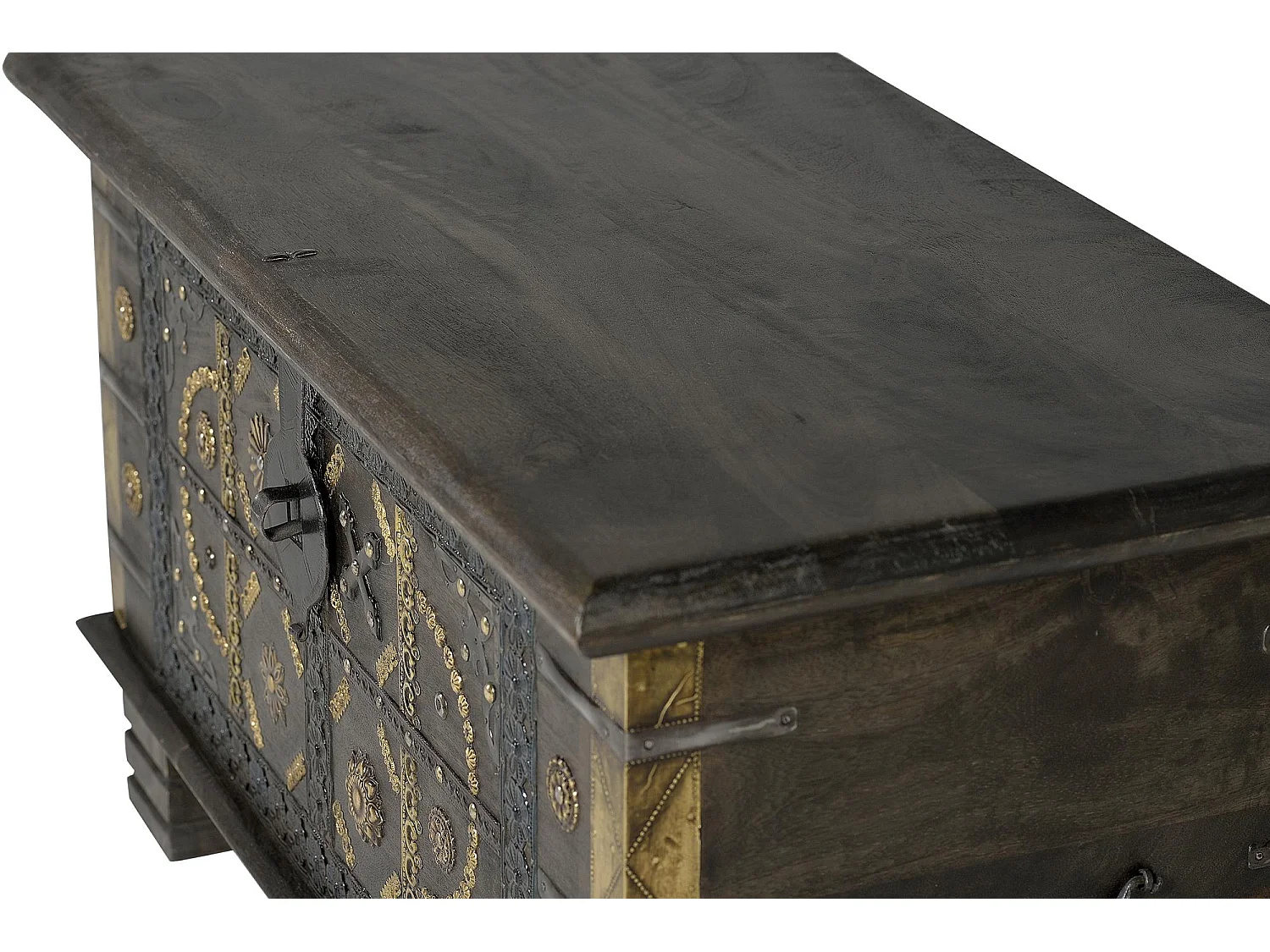 Coffre en bois de manguier 80 cm, style ethnique classique - 46 x 80 x 40