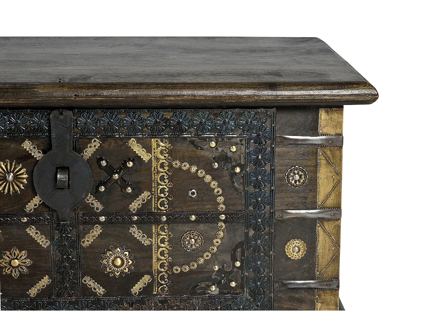 Coffre en bois de manguier 80 cm, style ethnique classique - 46 x 80 x 40