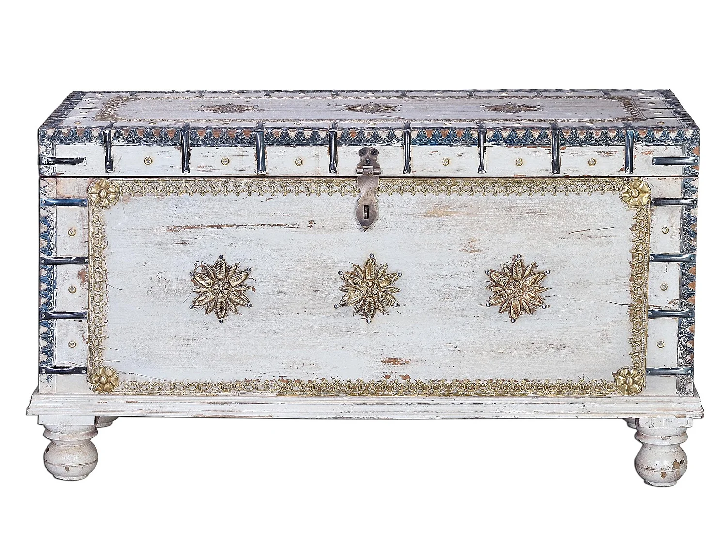 Coffre en bois de manguier 100 cm, style rustique - 57 x 100 x 40