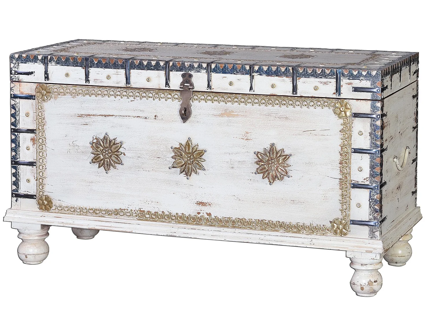 Coffre en bois de manguier 100 cm, style rustique - 57 x 100 x 40