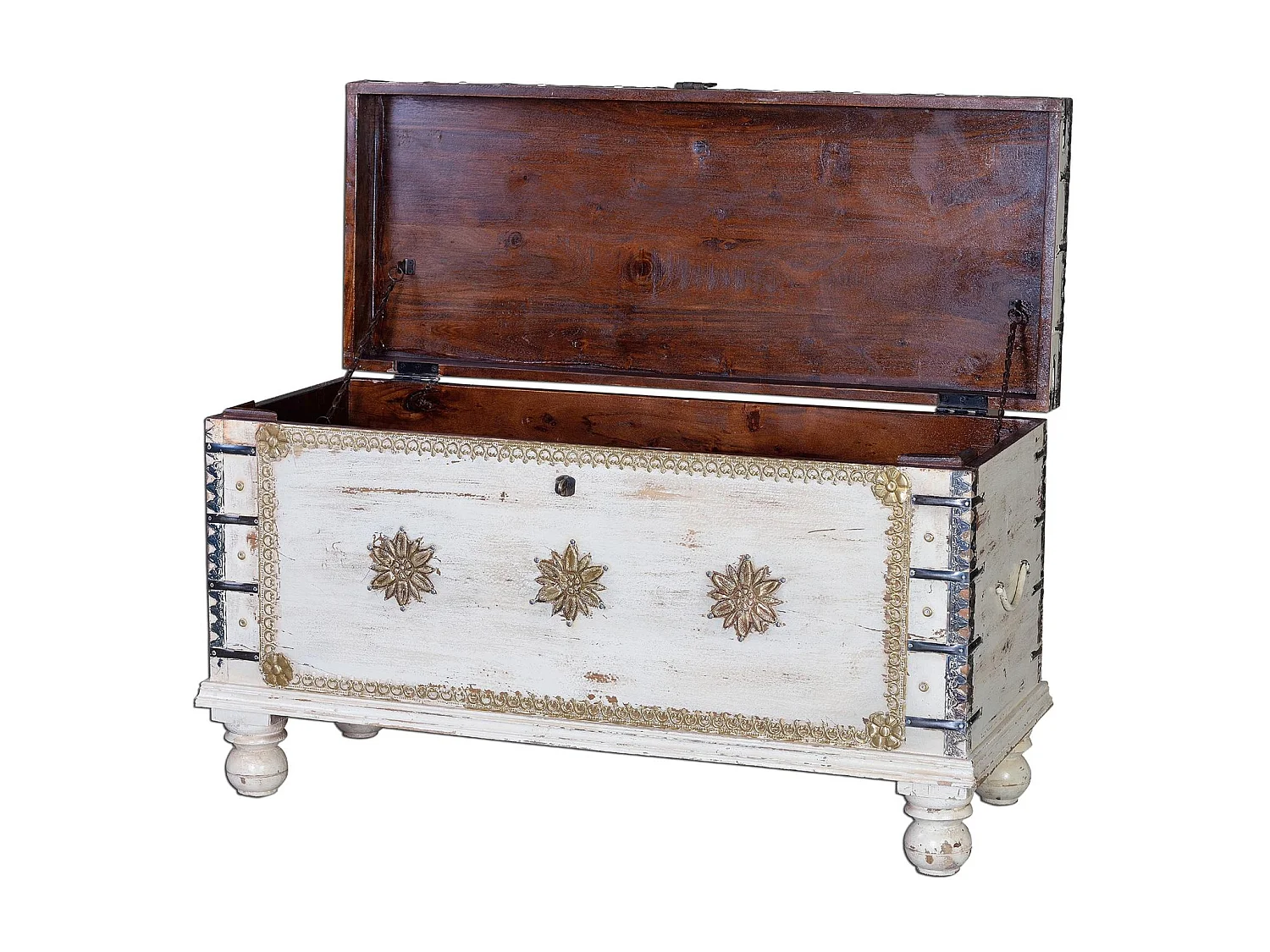 Coffre en bois de manguier 100 cm, style rustique - 57 x 100 x 40