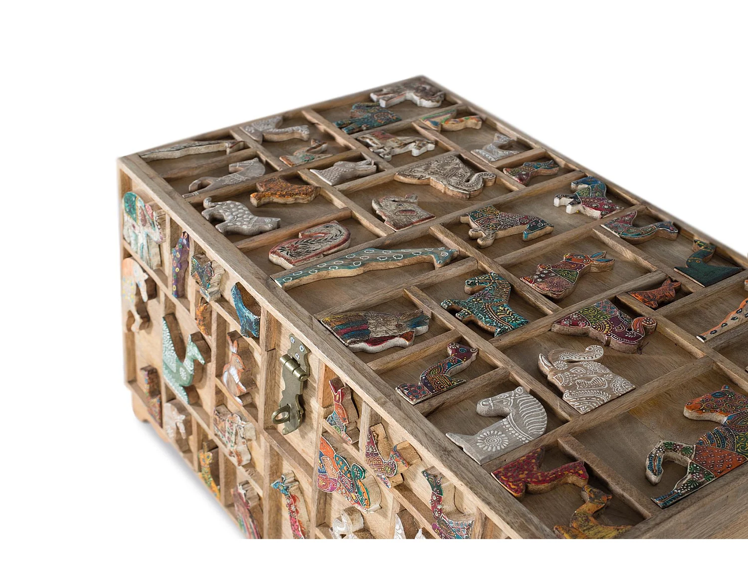 Mangohouten kist 80 cm, rustieke vintage stijl - 47x80x40