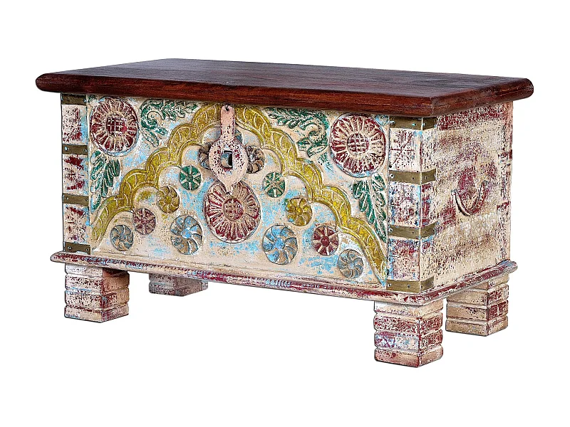 Casssapanca in massello di mango intagliato