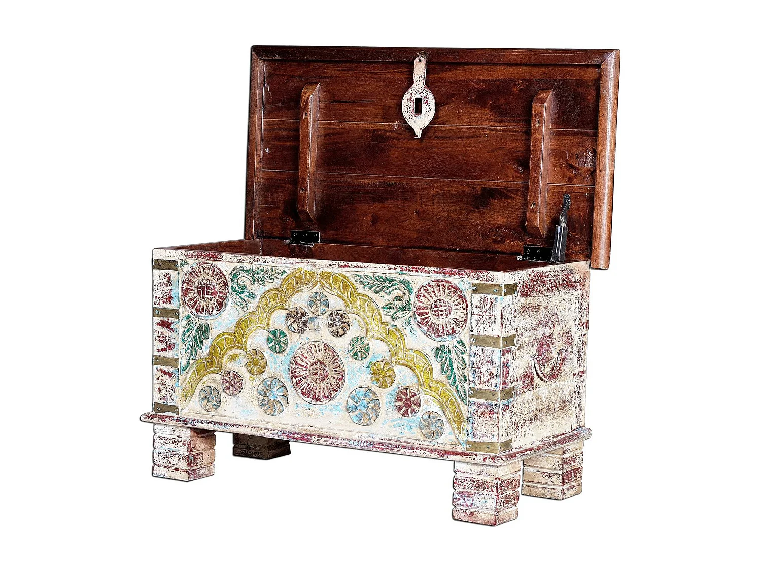 Coffre en bois de manguier couleur noyer