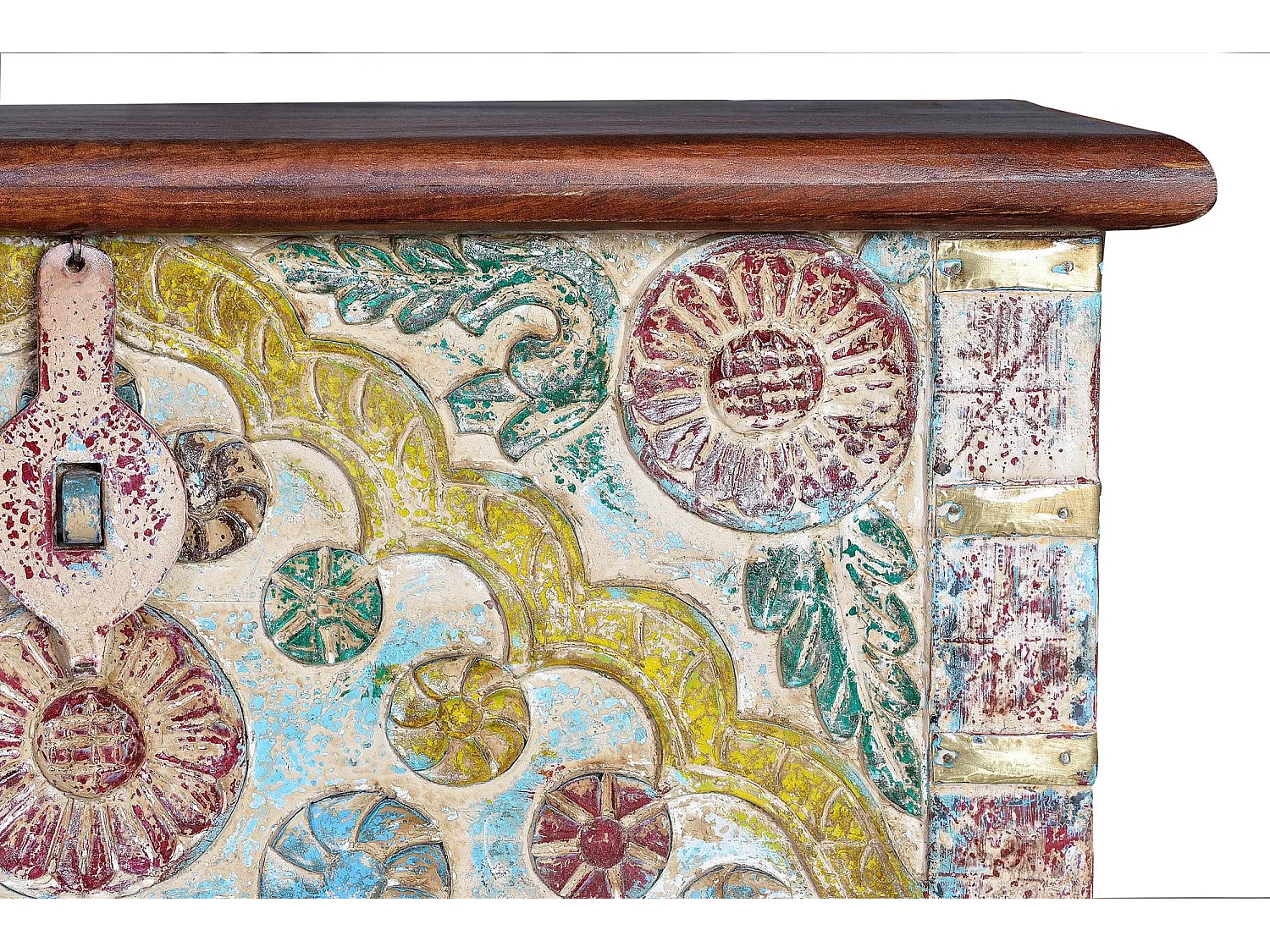 Coffre en bois de manguier couleur noyer