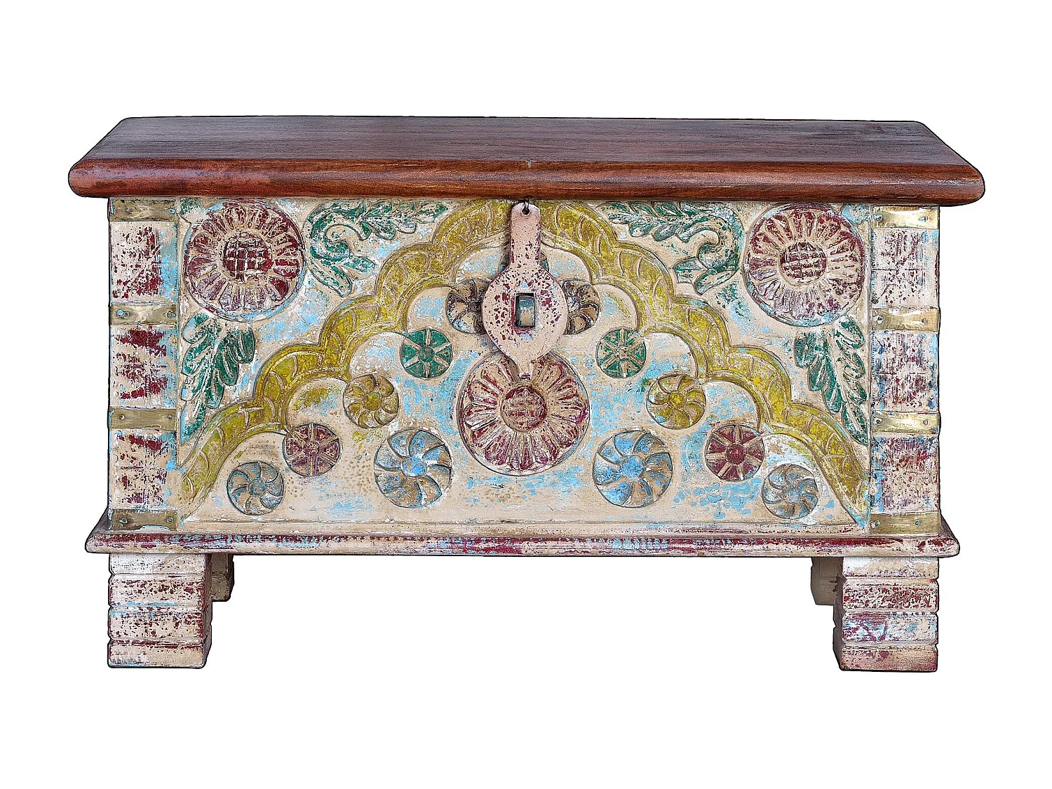 Coffre en bois de manguier couleur noyer