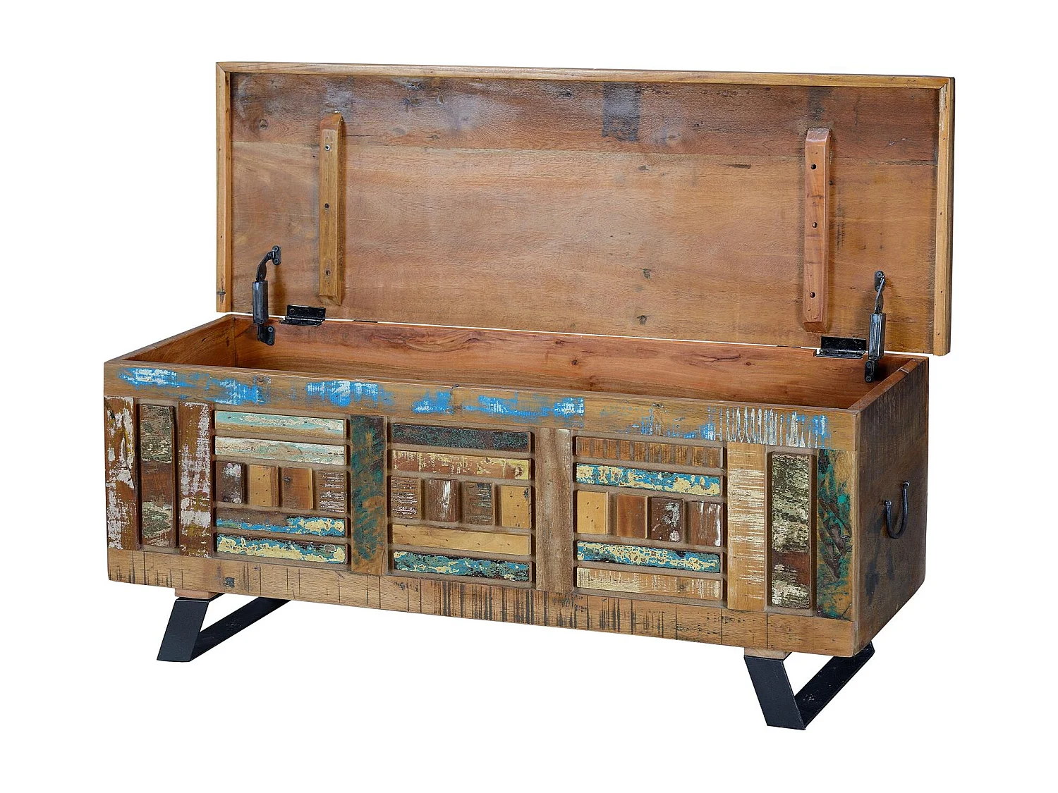 Malle exclusive en bois recyclé multicolore