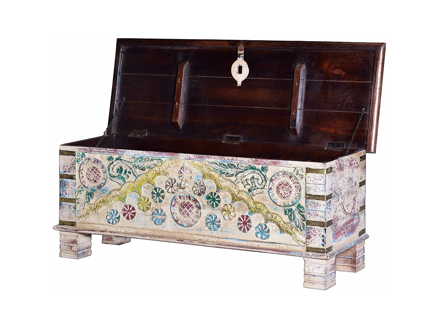 Baúl madera de mango multicolor MULTICOLOR.Giner y Colomer 45x40x116