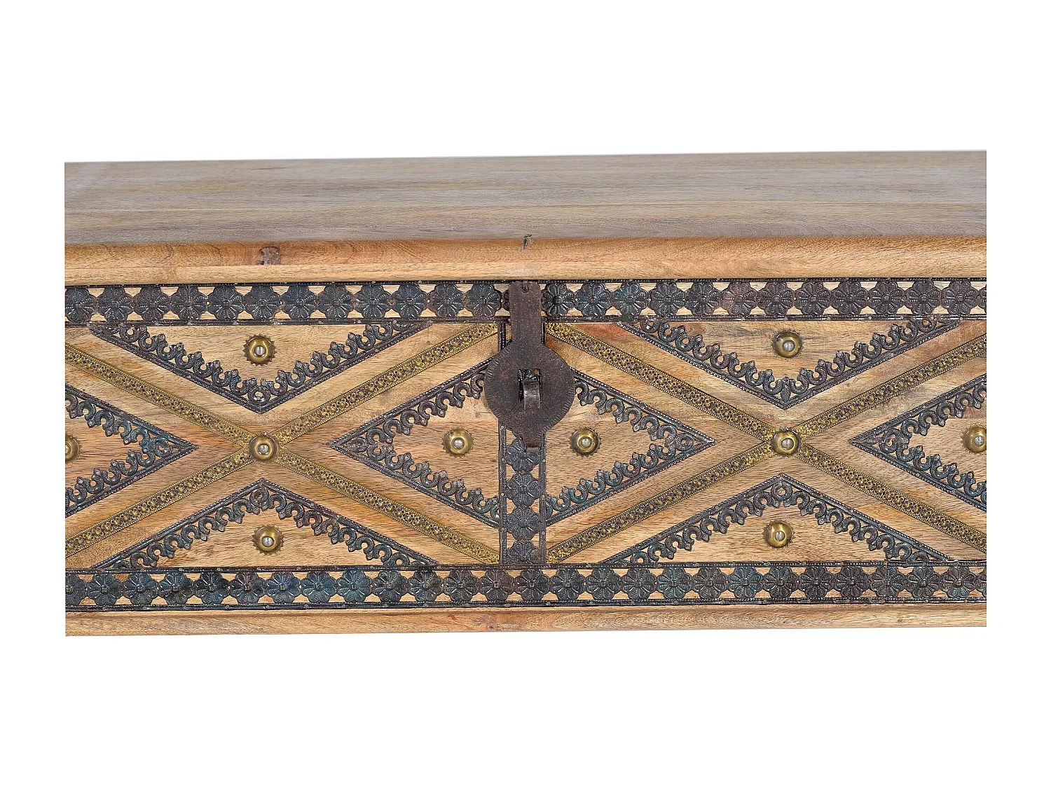 Pień z drewna mango z metalowymi detalami w kolorze naturalnym