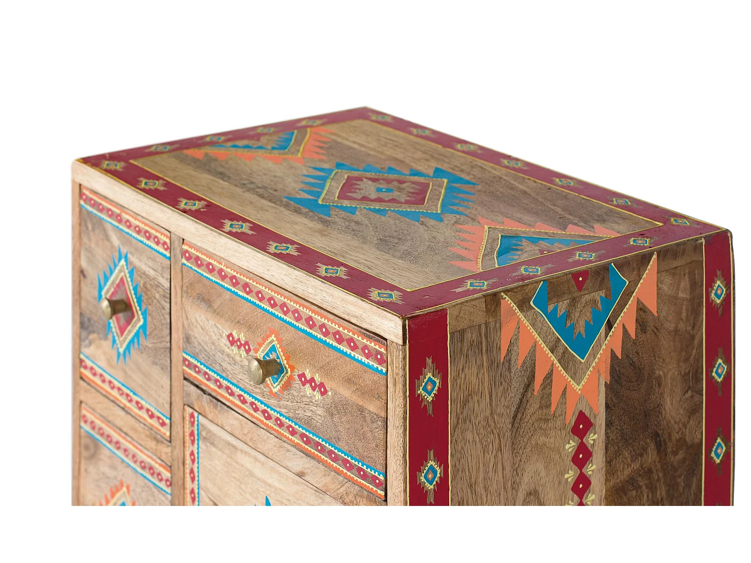 Table d'appoint en bois de manguier 42 cm, style ethnique contemporain - 66 x 43 x 29 cm