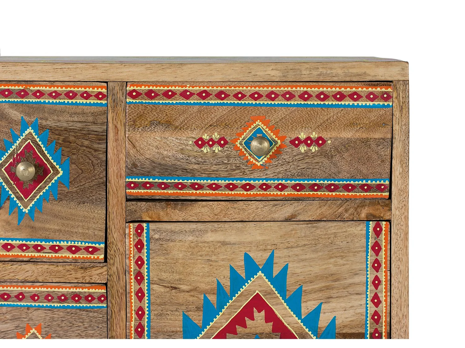 Table d'appoint en bois de manguier 42 cm, style ethnique contemporain - 66 x 43 x 29 cm