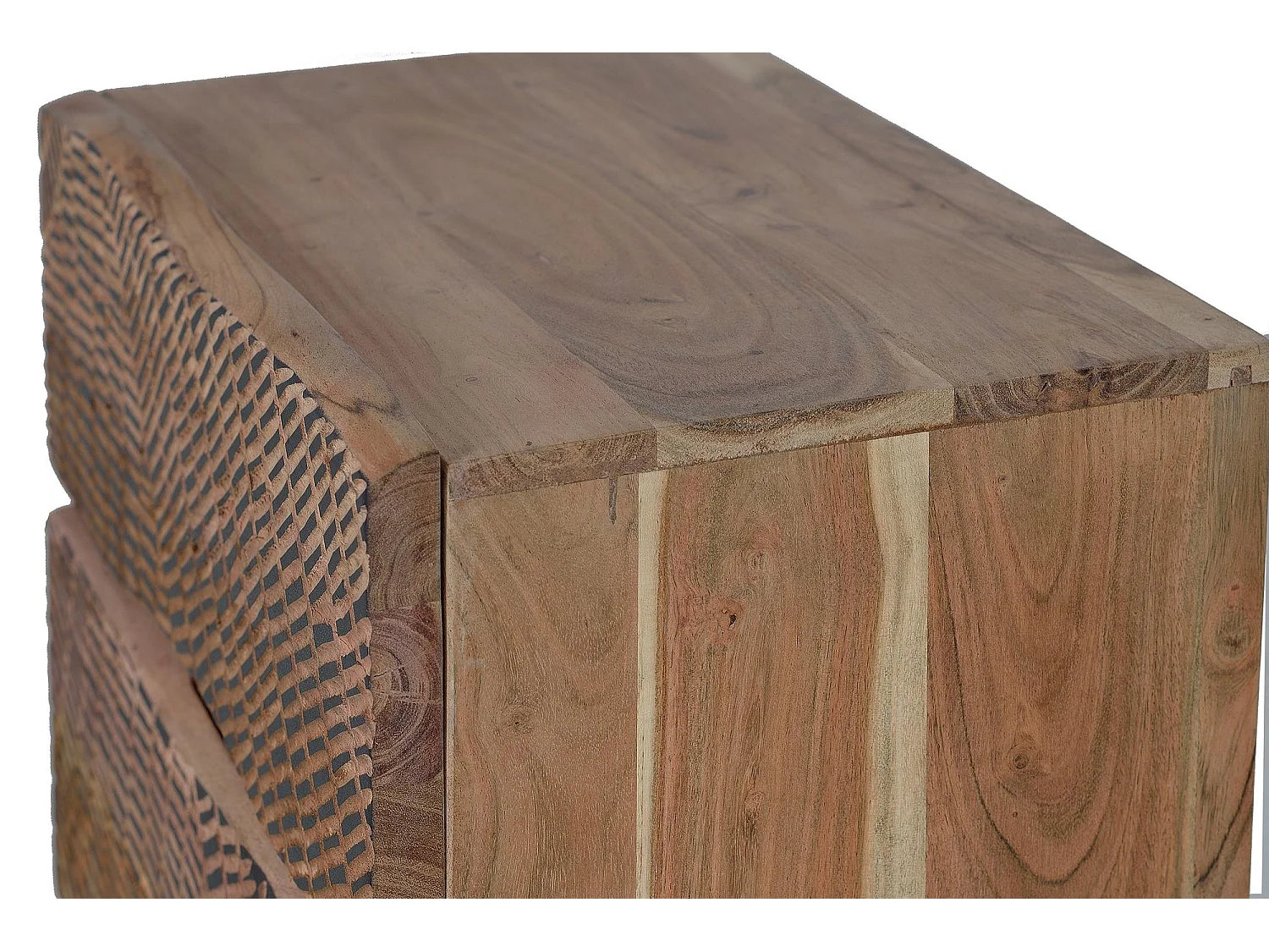 Table de chevet en bois d'acacia en pieds in metal