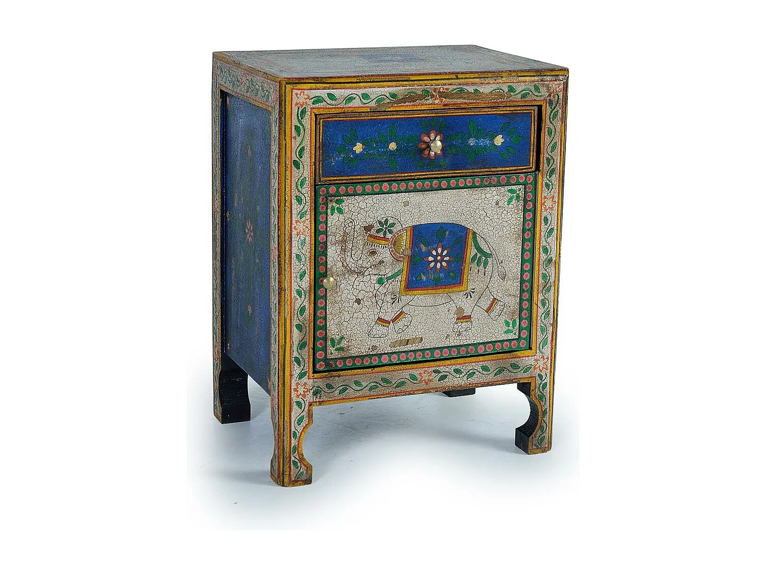 Mehrfarbiger Nachttisch aus Mangoholz