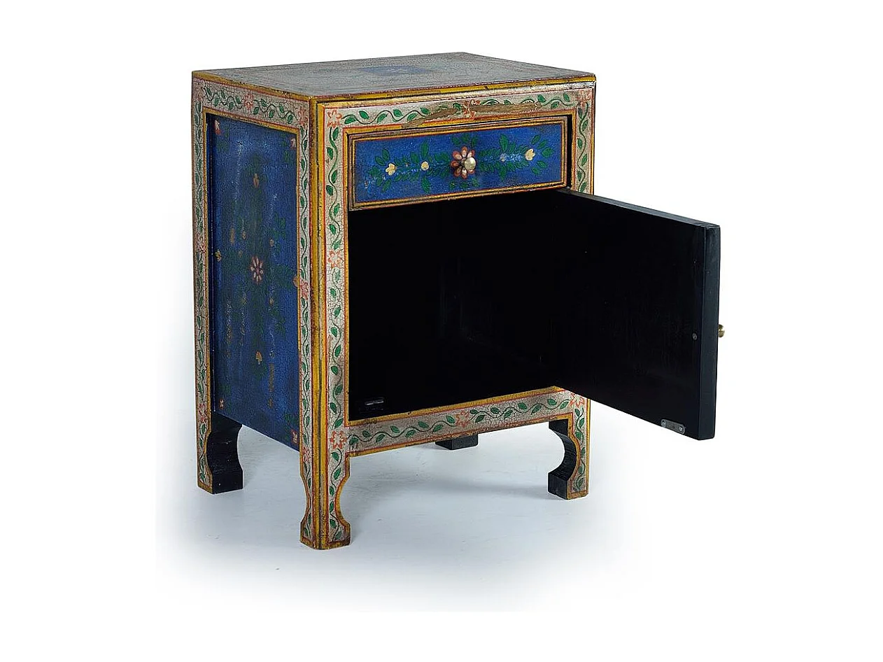 Table de chevet en bois manguier multicolor