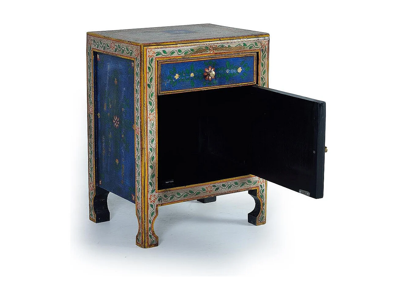 Table de chevet en bois manguier multicolor