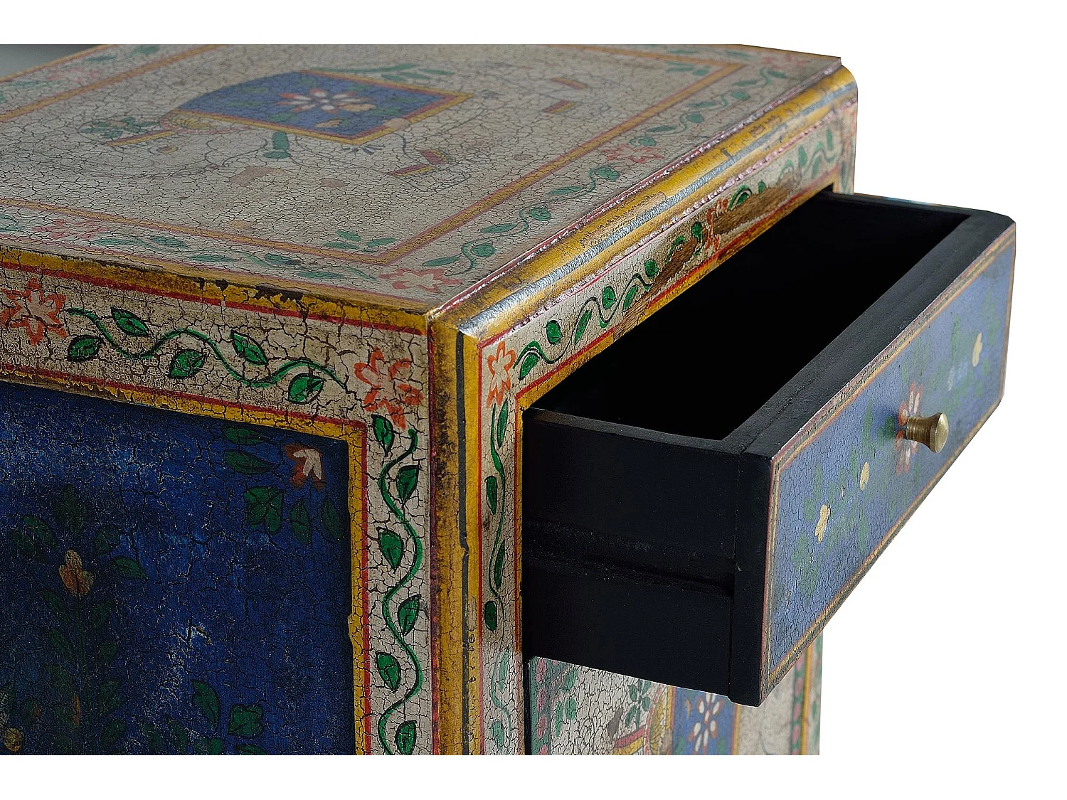 Table de chevet en bois manguier multicolor