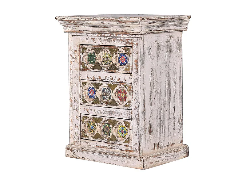 Kommode aus Mangoholz und Details aus Keramik