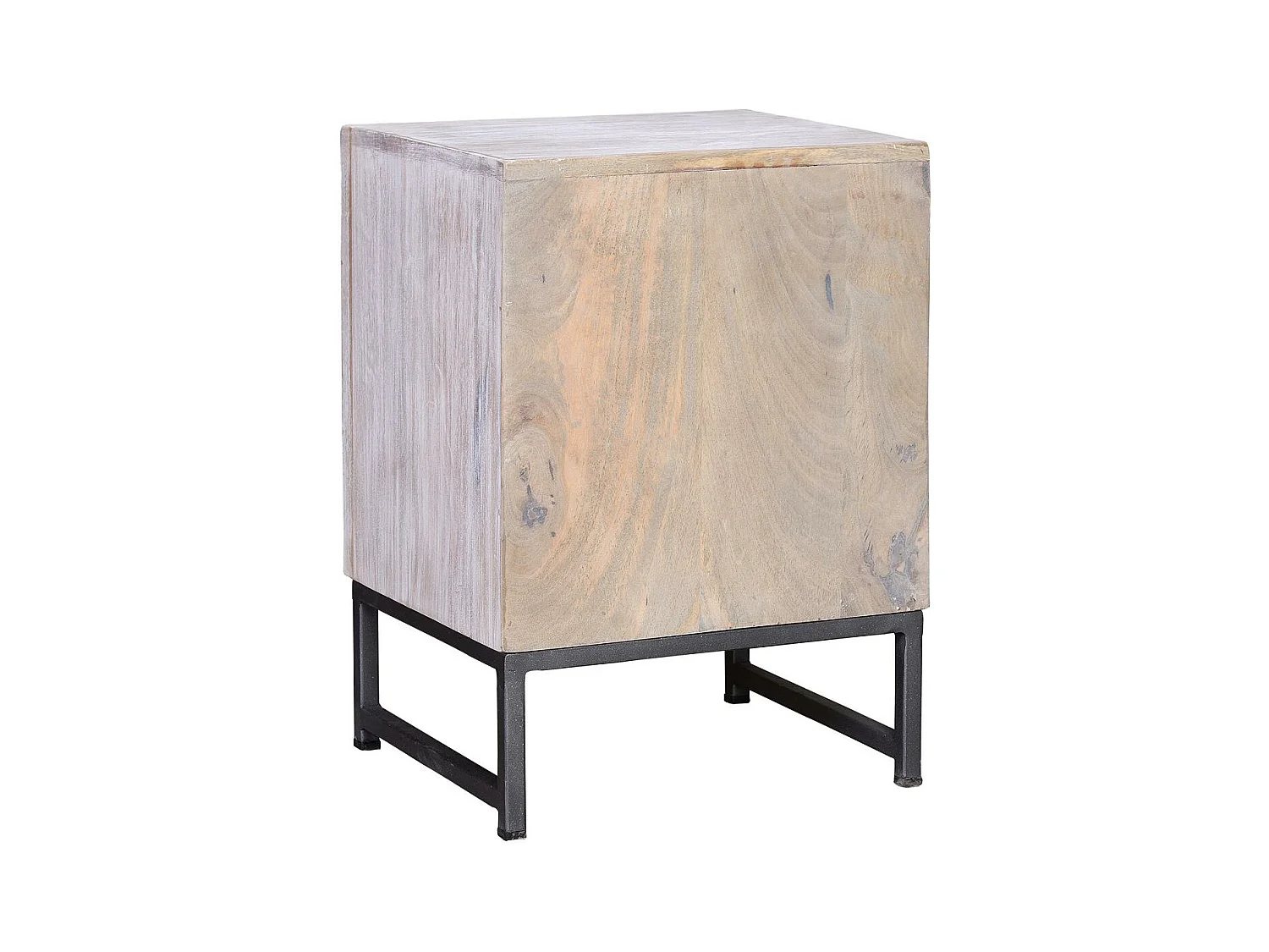 Table basse en manguier et pieds en métal blanc et gris