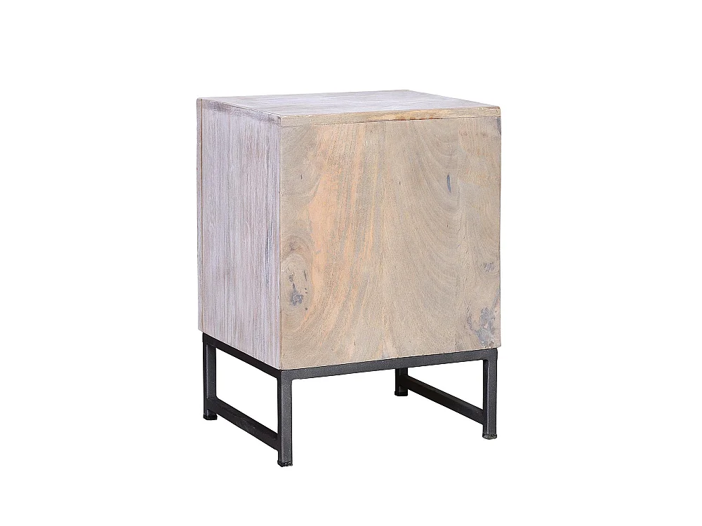 Mesita 1 puerta y 1 cajon fabricado en madera de mango y base de metal