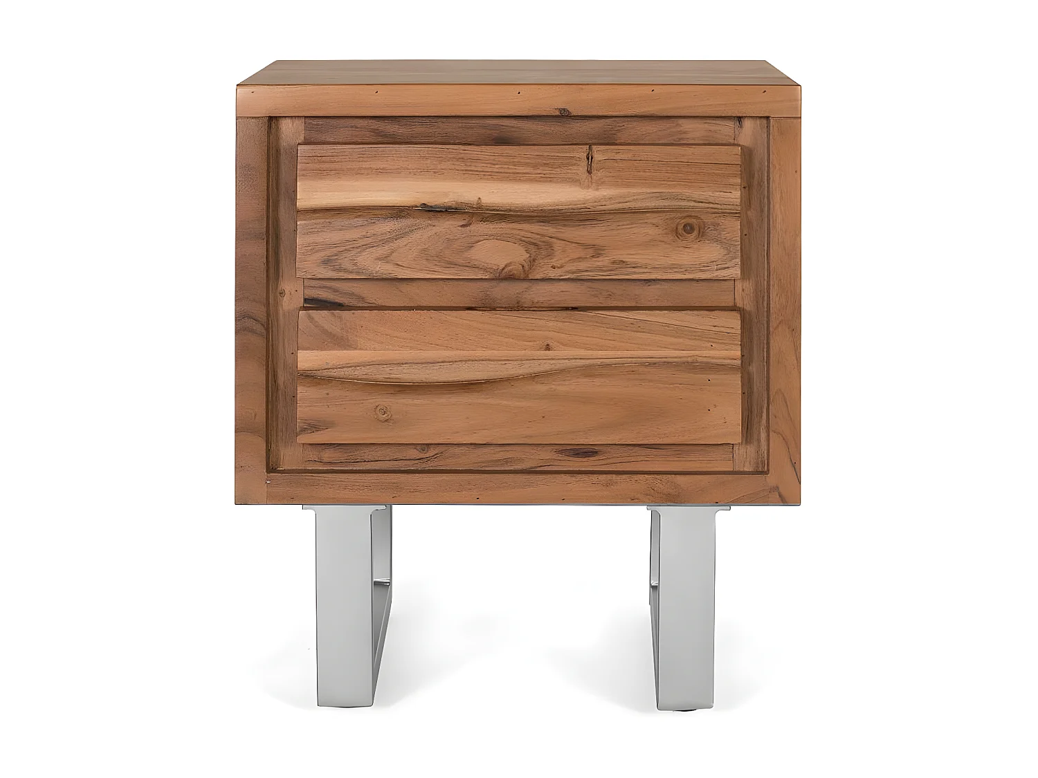 Table de chevet en bois d'acacia et métal