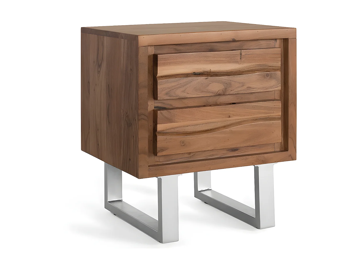 Table de chevet en bois d'acacia et métal