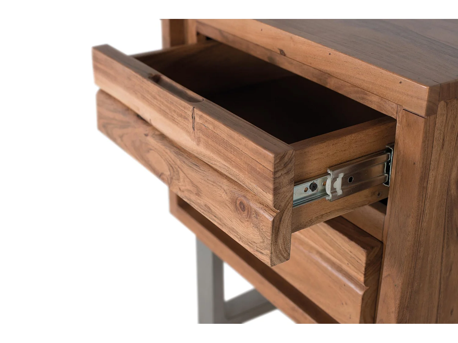 Table de chevet en bois d'acacia et métal