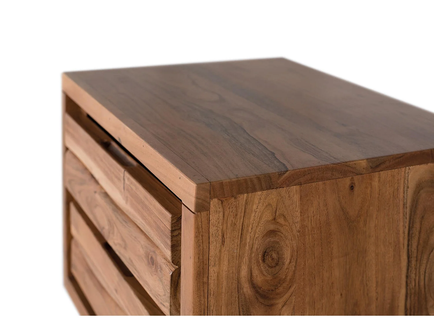 Table de chevet en bois d'acacia et métal