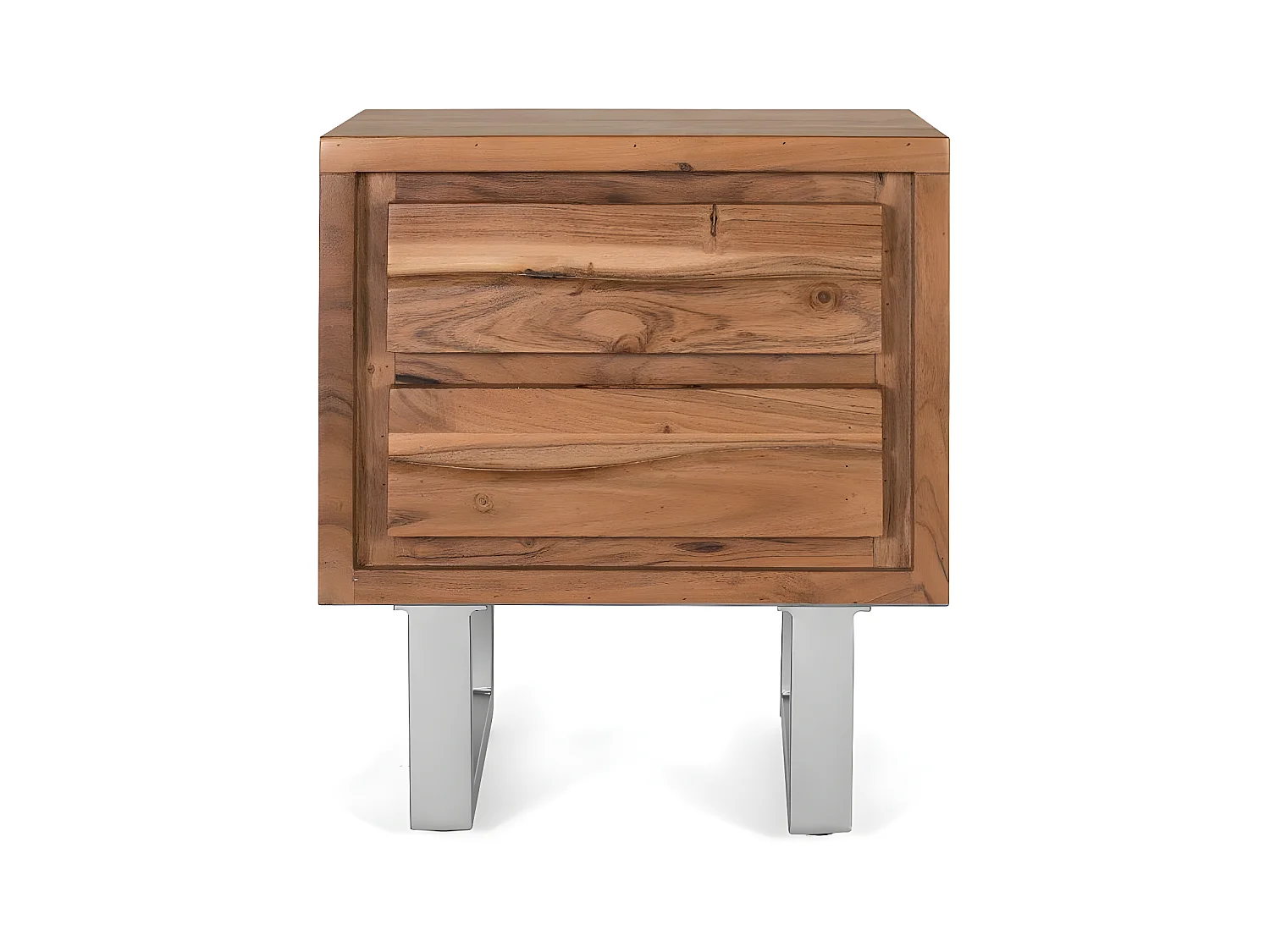 Table de chevet en bois d'acacia et métal