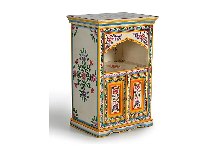 Mesa auxiliar de madera de mango multicolor