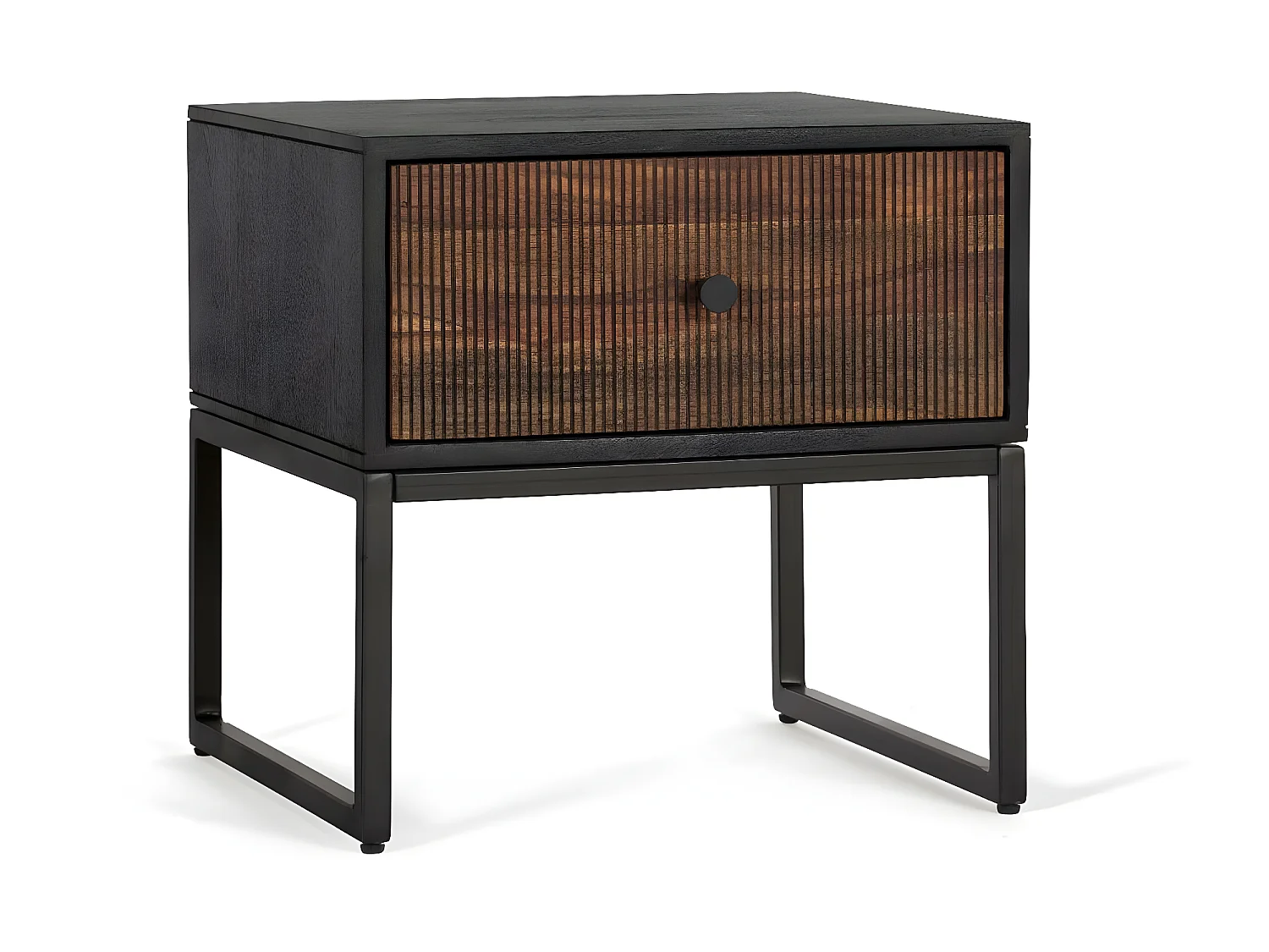 Nachttisch aus Palisander- und Mangoholz mit Metall