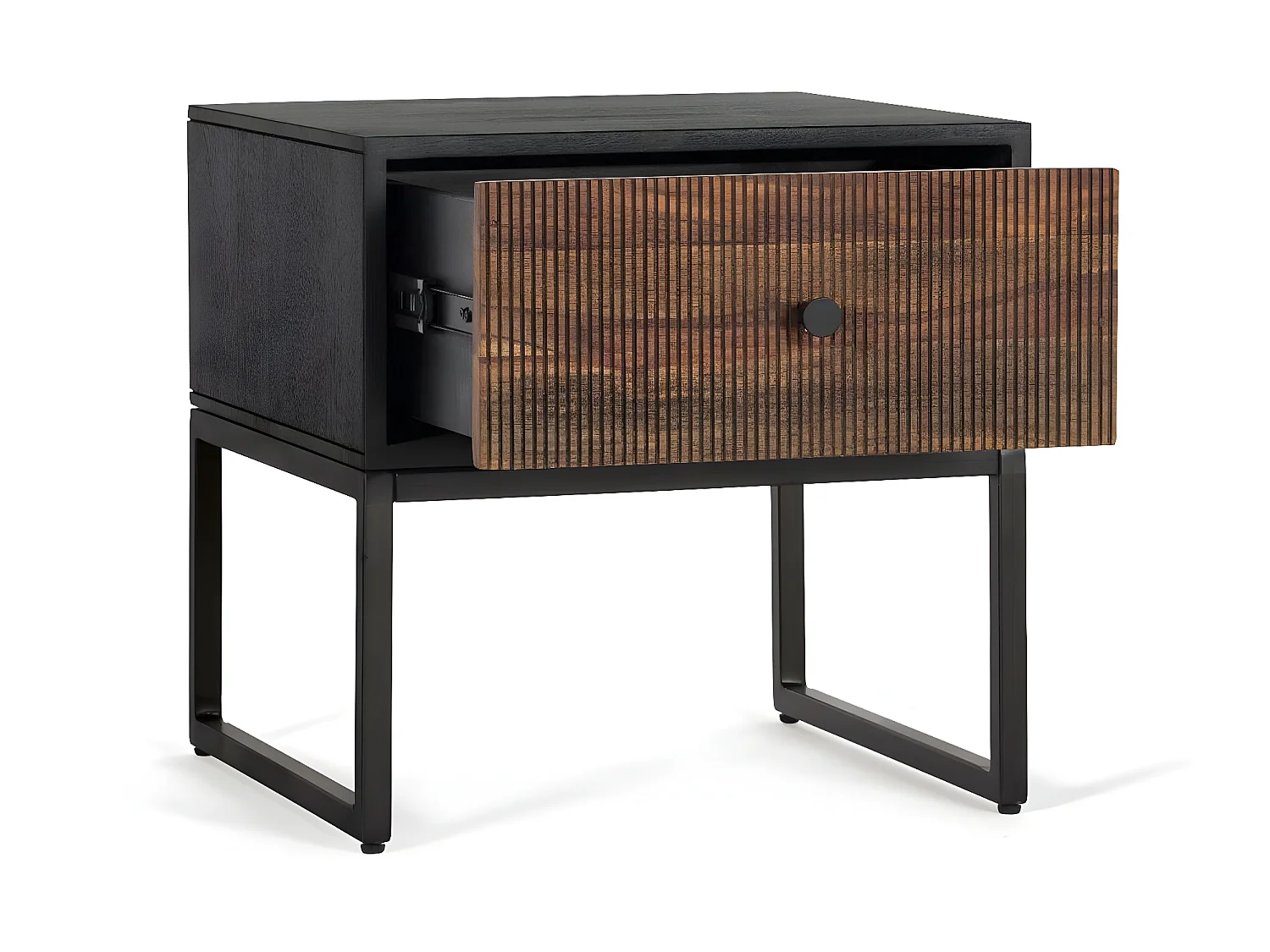 Nachttisch aus Palisander- und Mangoholz mit Metall