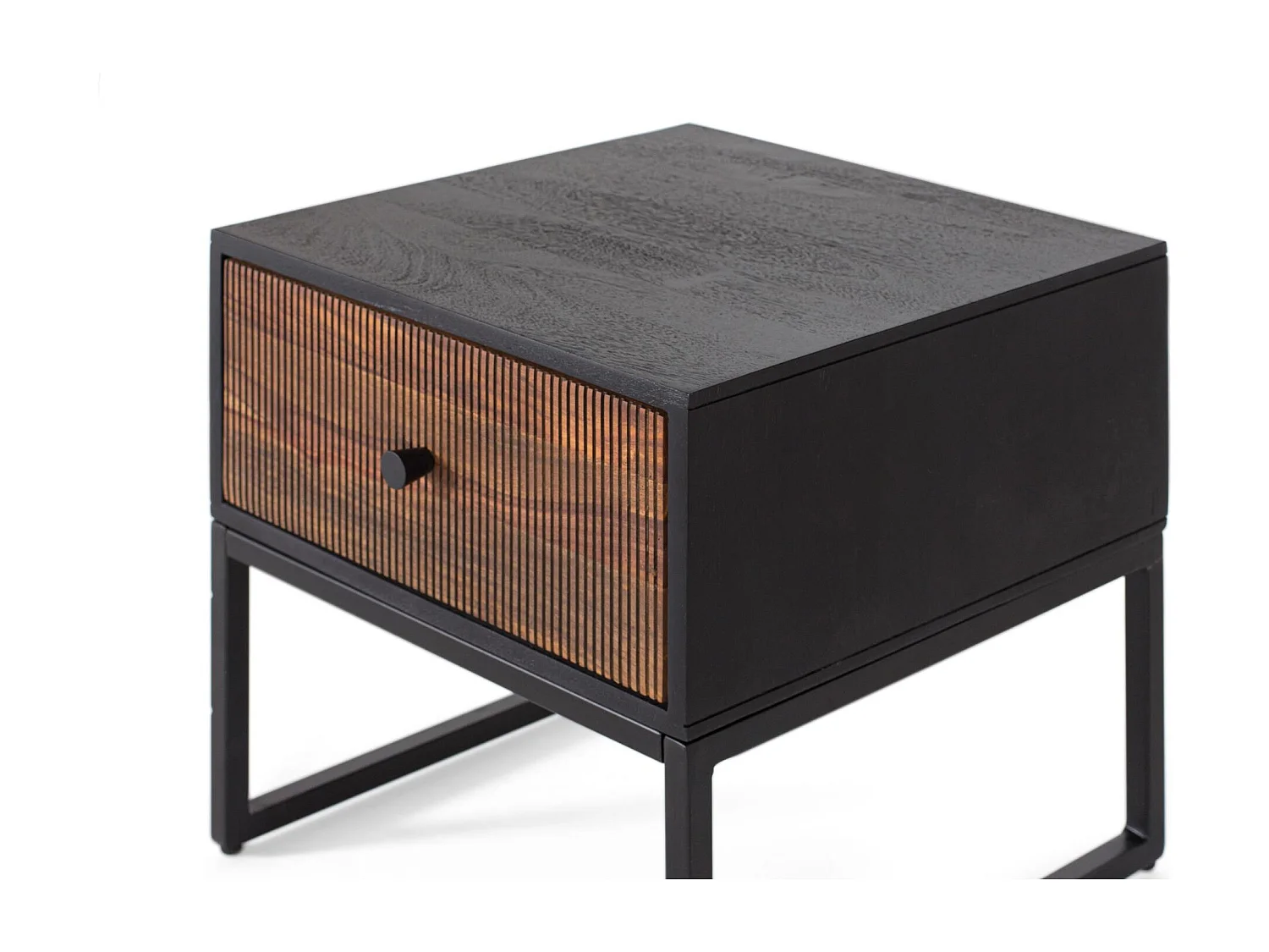 Table de chevet en bois palissandre et manguier avec métal