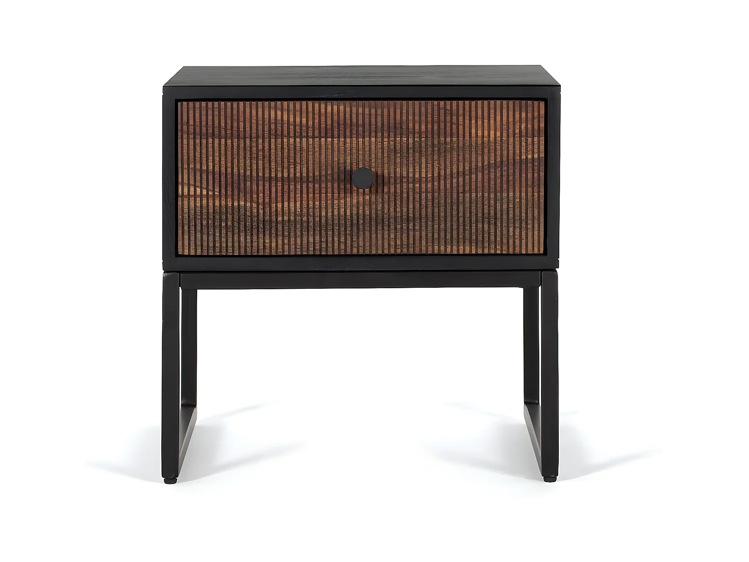 Table de chevet en bois palissandre et manguier avec métal