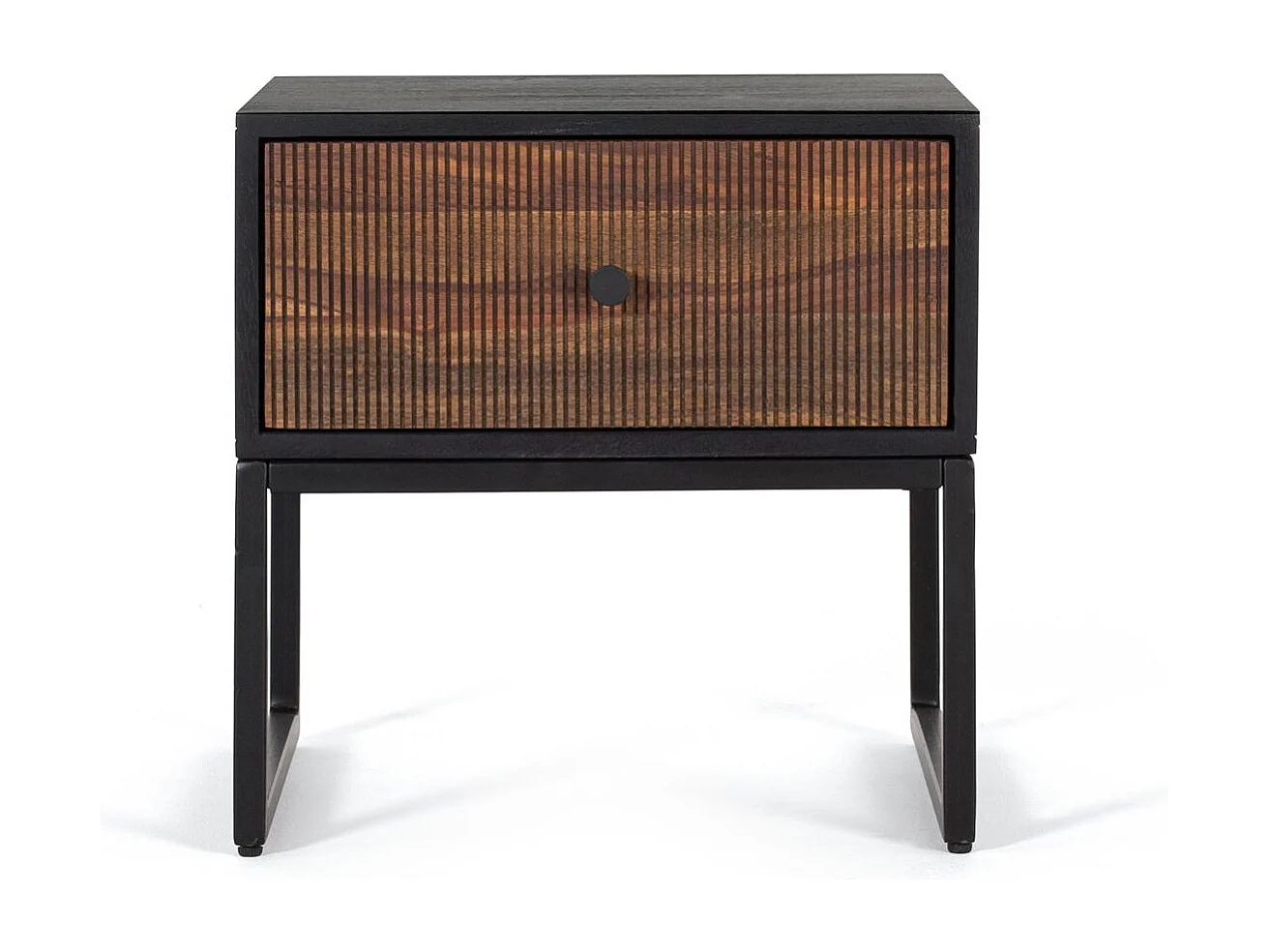 Table de chevet en bois palissandre et manguier avec métal