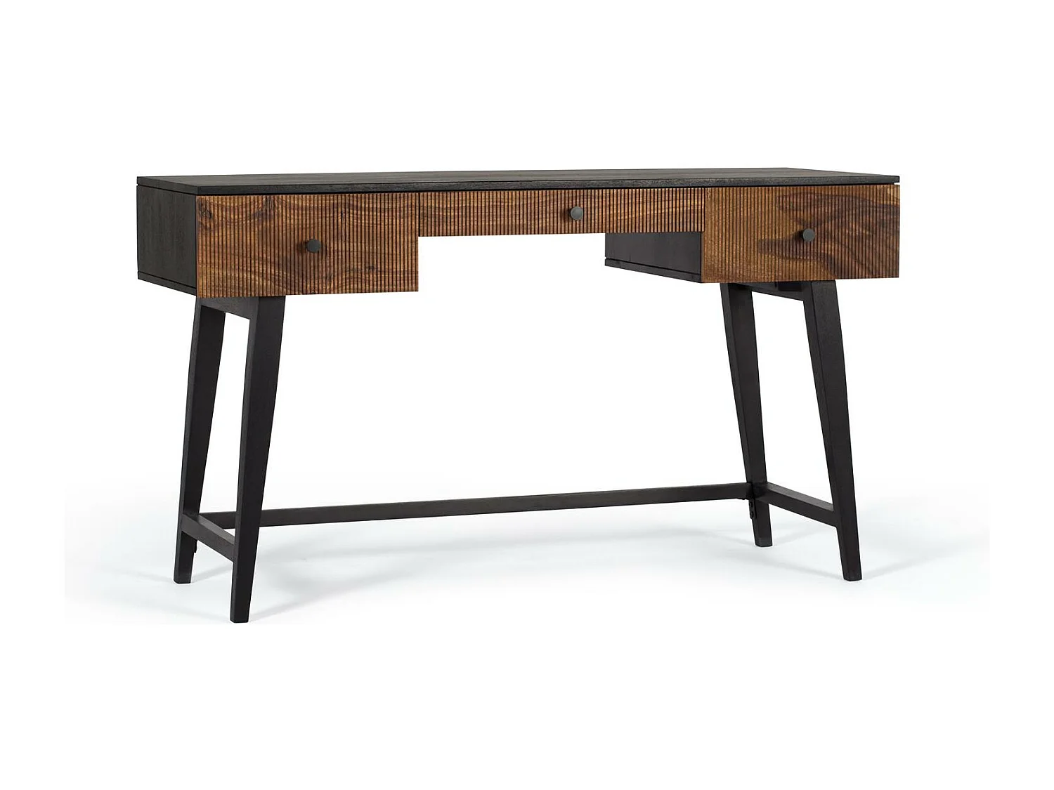 Biurko z palisandru z brązowymi metalowymi nogami