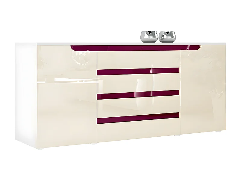 Buffet Bas  Blanc Mat Et Crème Laqué  (lxhxp) : 166 X 72 X 35