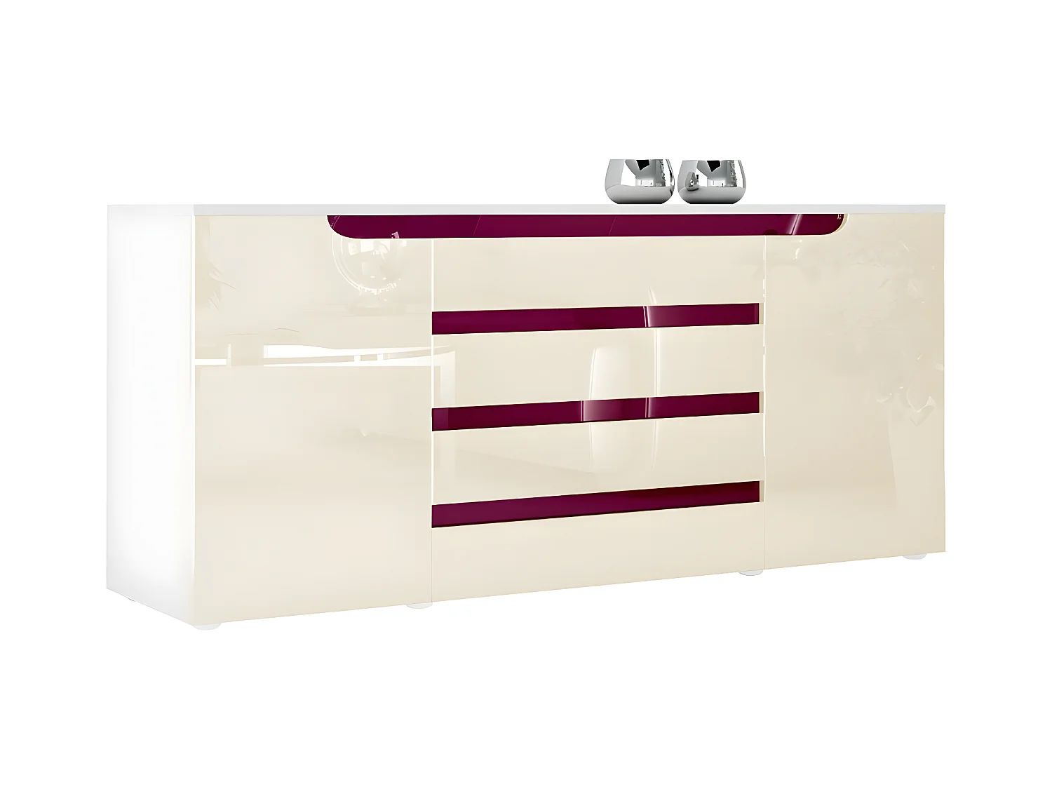 Buffet Bas  Blanc Mat Et Crème Laqué  (lxhxp) : 166 X 72 X 35