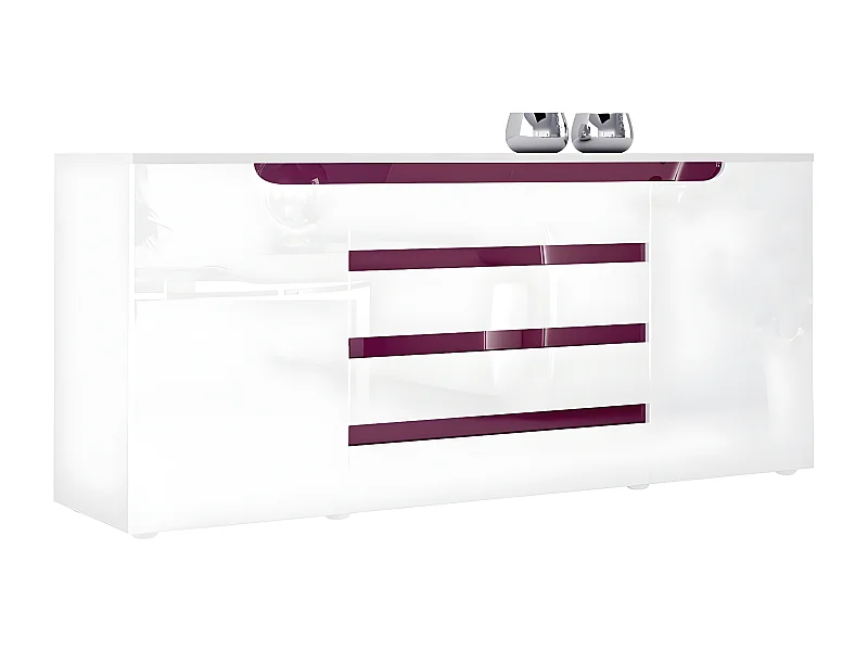 Buffet Bas  Blanc Mat Et Blanc Laqué (lxhxp) : 166 X 72 X 35