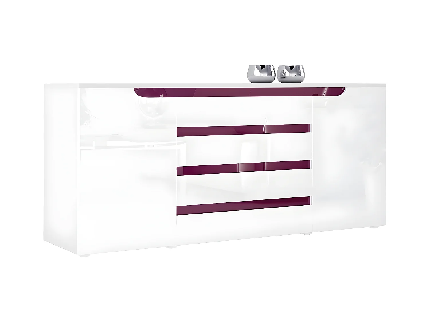Buffet Bas  Blanc Mat Et Blanc Laqué (lxhxp) : 166 X 72 X 35