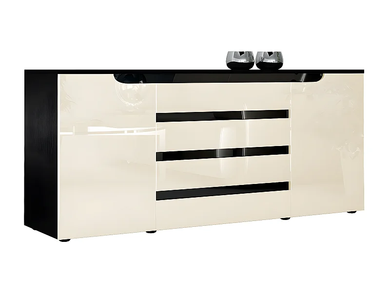 Buffet Bas Noir Mat Et Crème Laqué  (lxhxp) : 166 X 72 X 35