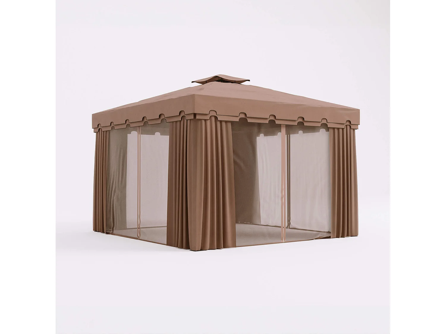 Gazebo Mobili Rebecca Nuxia 3x3 mt Poliestere Alluminio Marrone Chiaro Nero Da Montare