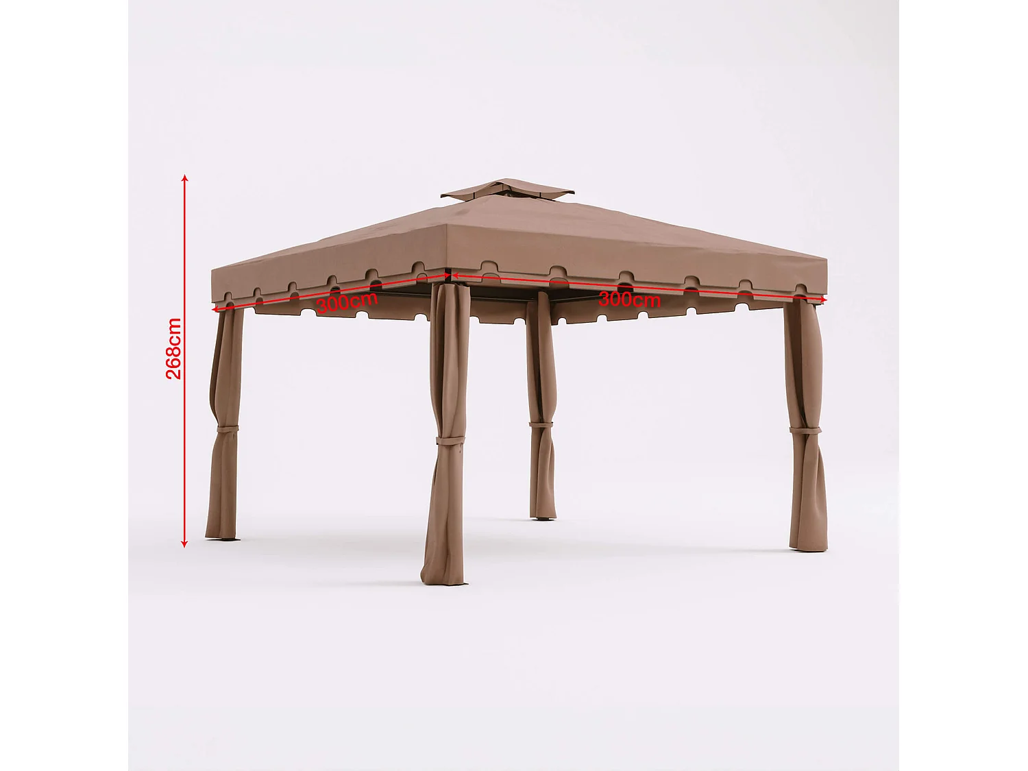Gazebo Mobili Rebecca Nuxia 3x3 mt Poliestere Alluminio Marrone Chiaro Nero Da Montare