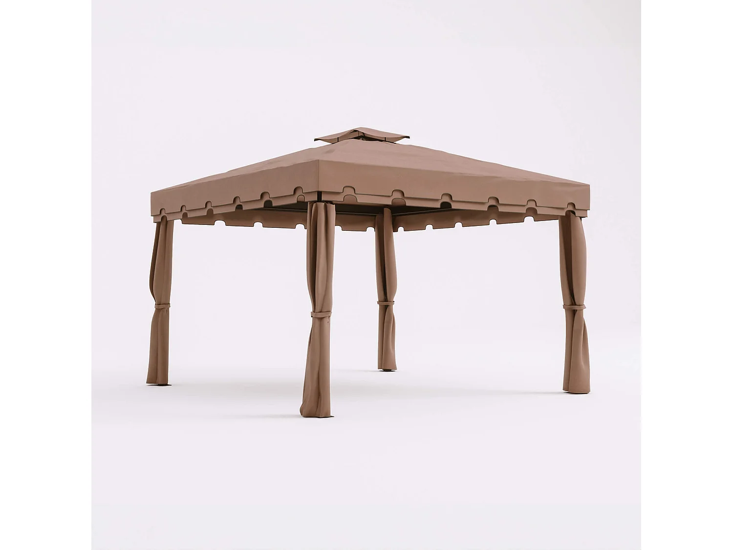 Gazebo Mobili Rebecca Nuxia 3x3 mt Poliestere Alluminio Marrone Chiaro Nero Da Montare